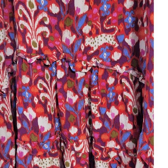 Anthropologie Dress Womens Medium Robin Tiered Mini Dress Ruffle V-neck Dress - Picture 9 of 12